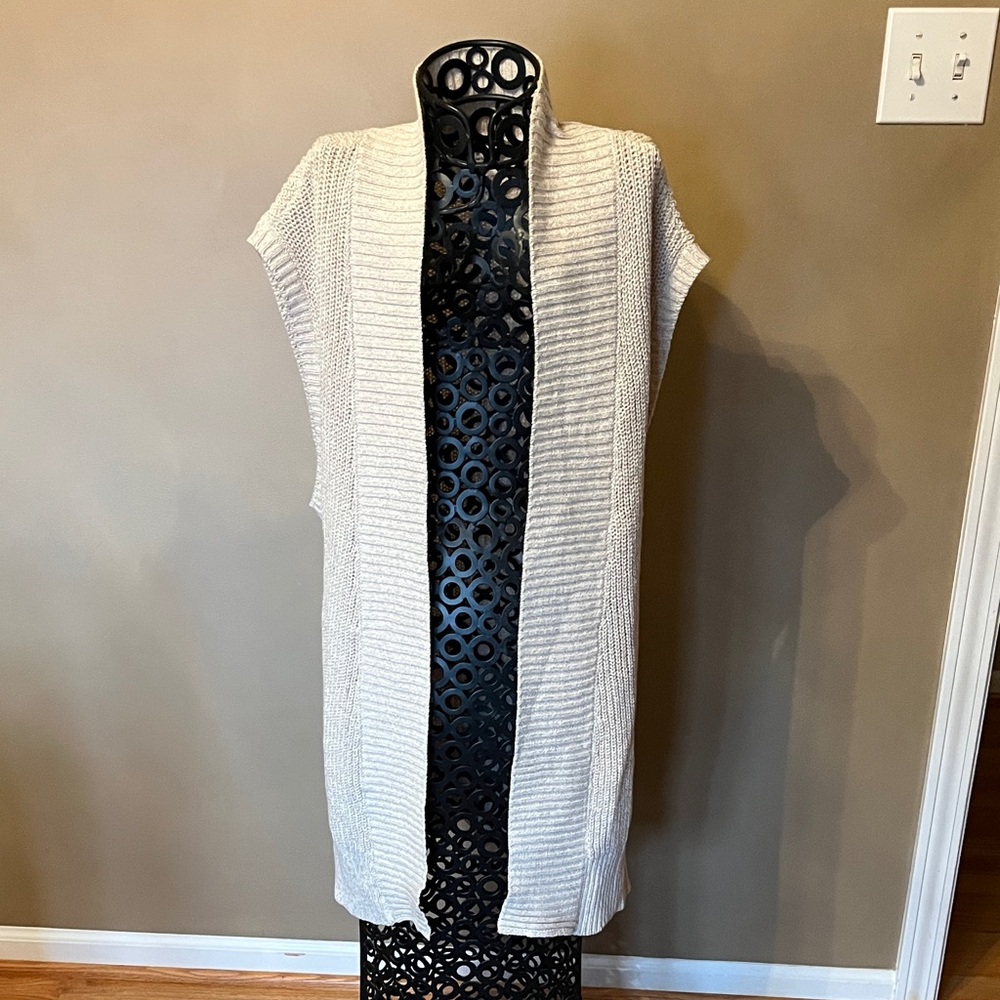 St. John's Bay Cream Open-Front Sweater Vest with belt.